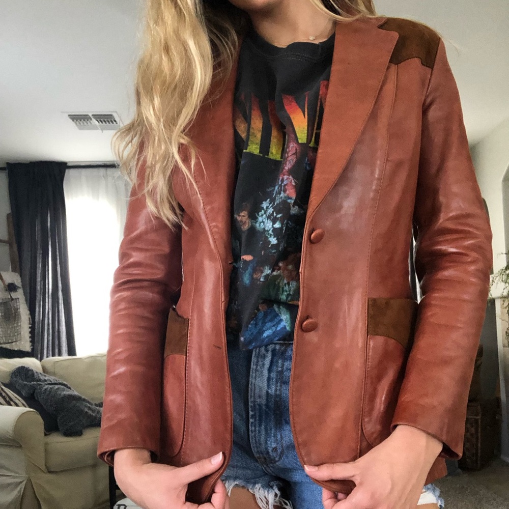 Vintage Leather Blazer Jacket
